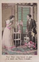 Hand Picking Flowers Of Love Secret Code Glamour Old Romantic Postcard