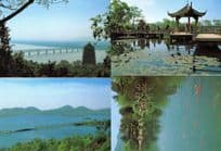 Hangzhou China Chinese Lakes Tourist Guide Trip 4x River Postcard s
