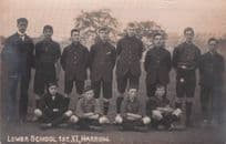 Harrow Lower School XI Youth Football Team Antique Postcard