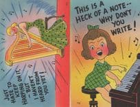 Hate To Keep Harping On Piano Harp 2x Old Music Comic Postcard s