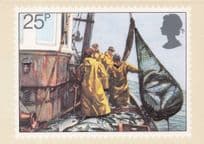 Hauling Net Fishing Boat Ship Royal Mail Painting Postcard