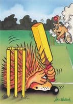 Hedgehog vs Bull Cricket Match Comic Sports Cartoon Postcard