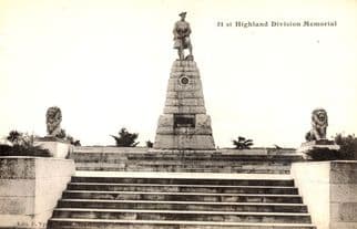 Highland Division Memorial Antique WW1 Postcard