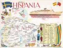 Hispania Spanish Ship Spain Bilbao Giant Boat Map Postcard