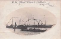 HM Royal Yacht Ship Leaving Skegness in 1903 Antique Postcard