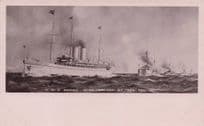 HMS Medina Ship With Military Escort Old 1911 Real Photo Postcard
