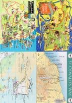 Holy Island Lindisfarne St Oswalds Way Northumberland 3x Map Postcard s