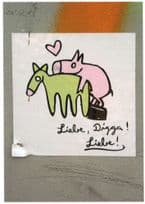 Horse & Pig In Farm Romantic German Love Making Comic Street Graffiti Art Postcard