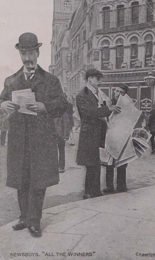 Horse Race Racing Winners Newspaper Vendor Antique Postcard