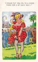 Horse Racing Female Striptease Each Way Bet Comic 1950s Postcard