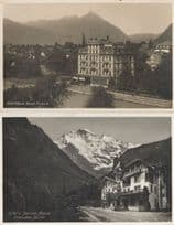 Hotel Pension Alpina & Central 2x Real Photo Switzerland Postcard s