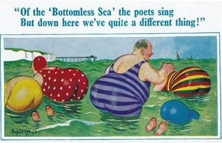Huge Fat Bums Floating On Bottomless Sea Poetry Comic Humour Postcard