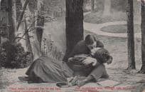 I Pressed Her To My Lips Passionate Lovers Old Postcard
