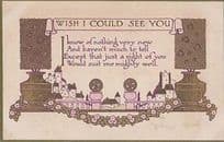 I Wish Dream I Could See You Really Like To Meet Antique Proverb Postcard