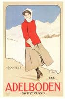 Ice Skating at 4500 Feet Adelboden Switzerland 1900 Poster Postcard