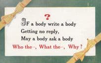 If You Write A Letter Body Getting No Reply WHY Proverb Motto Antique Postcard