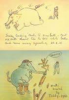 Indian Elephant Snowball Cricket Wicket 2x Painting Postcard s