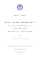 Installation Of Prince Philip 1959 British Medical Association Programme