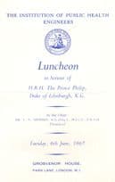 Institution of Public Health Engineers London 1967 Dinner Menu