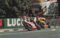 Isle Of Man Overtaking Corner Motorcycle TT Race Racing Postcard