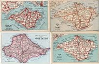 Isle Of Wight 4x Antique Map Cartography Old Postcard s