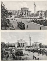 Istanbul Bus Tram Depot at University Turkey 2x Old RPC Postcard s