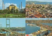 Istanbul Museum Bridge Harbour Aerial 4x Turkey Postcard s