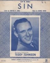 Its No Sin Teddy Johnson Rare Photo Cover 1950s Sheet Music