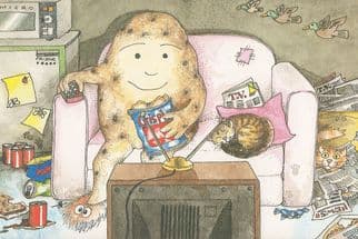 Jacket Potato Eating Bag Of Crisps Comic Postcard