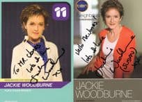 Jackie Woodburne as Sudan Kennedy Neighbours 2x Hand Signed Cast Card Photo