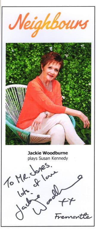 Jackie Woodburne Neighbours Hand Signed Cast Photo & Amazing Reverse