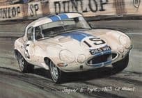 Jaguar E-Type at Le Mans Race Track 1963 Photo Postcard