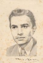 James Mason Hollywood Film Star Hand Signed Old Painting Drawing