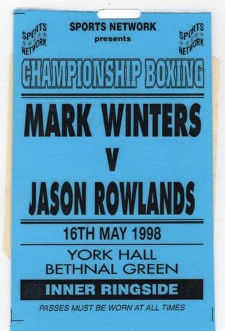 Jason Rowlands vs Mark Winters 1998 London Boxing Press Pass