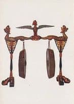Javenese Gamelan Gong Instrument Antique Sculpture Rare Primitive Art Postcard