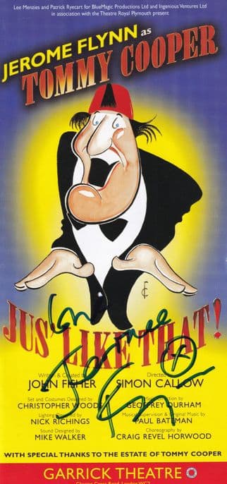 Jerome Flynn of Game Of Thrones as Tommy Cooper Hand Signed Theatre Flyer