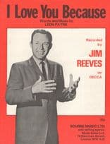 Jim Reeves I Love You Because EX Sheet Music