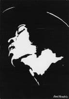 Jimi Hendrix Stunning Vintage Shadow Sketch Art Postcard