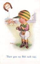 Jockey Binoculars Bob Bet Each Way Horse Race Racing Old Comic Postcard