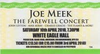 Joe Meek Of The Checkmates Rare 2010 Concert Ticket