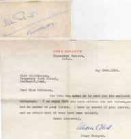 John Gielgud 1954 Hand Signed Autograph On Private Headed Paper