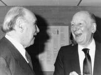 John Gielgud Receiving Theatre Award Ralph Richardson 1983 Press Photo