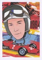 John Surtees British F1 Motorcycle Race Driver Painting Postcard