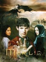 Johnny Capps Angel Coulby Kate McGrath Merlin MULTI10x8 Hand Signed Photo