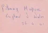 Johnny Mapson England Vs Wales Football WW2 War Hand Signed Autograph