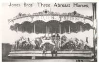 Jones Brothers Bros Three Abreast Horses Fair Carousel Vintage Photo