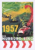Juan Manuel Fangio 1957 German Nurburg Ring Grand Prix Painting Postcard
