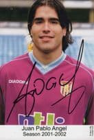 Juan Pablo Angel West Ham FC Rare 2001 2002 Season Hand Signed Photo