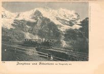 Jungfrau Und Silberhorn Train Railway Rare Old Swiss Postcard