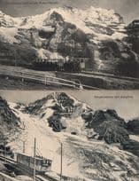 Jungfraubahn 2x Swiss Antique Train Railway Postcard s